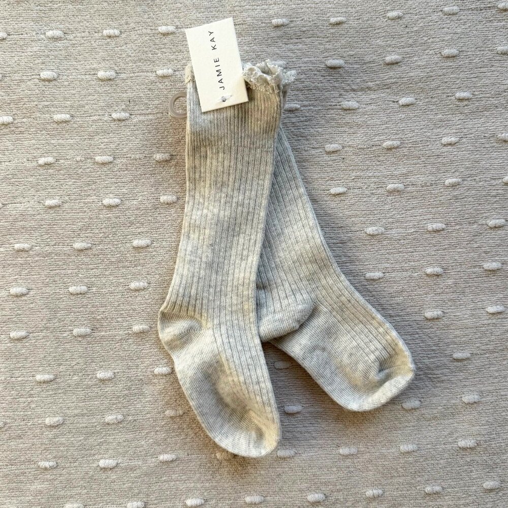 NWT Jamie Kay Frill Socks - Oatmeal 2Y-4Y